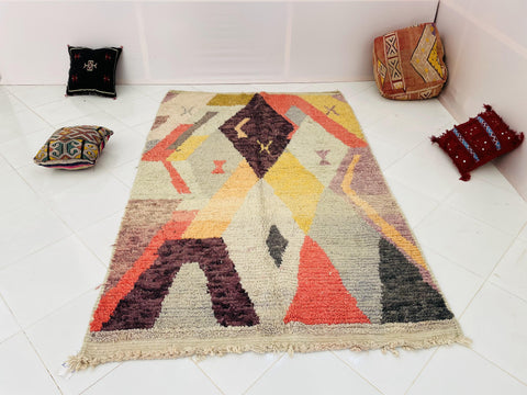 Moroccan Rug, Handmade beni Rug Authentic Moroccan Rug, orange Wool Rug, Sheep Wool Rug, Bohemian Rug,Beni ourain  rug Area rug, Morocco rug