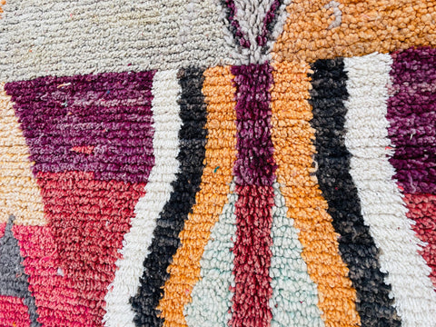 Boujad Moroccan Rug, Handmade Boujaad Rug, Authentic Moroccan Rug, Abstract Berber Rug, pink Wool Rug, Sheep Wool Rug, Bohemian Rug.