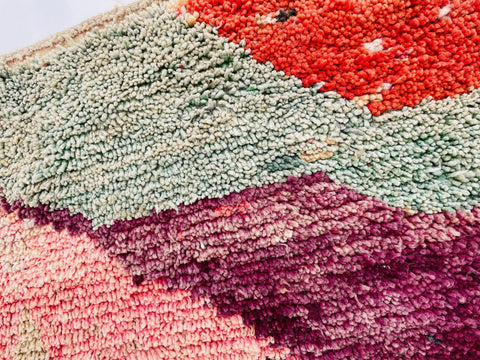 Boujad Moroccan Rug, Handmade Boujaad Rug, Authentic Moroccan Rug, Abstract Berber Rug, pink Wool Rug, Sheep Wool Rug, Bohemian Rug.