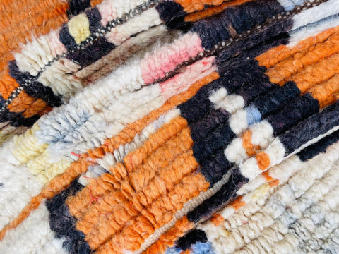 Boujad Moroccan Rug, Handmade Boujaad Rug, Authentic Moroccan Rug, Abstract Berber Rug, Orange Wool Rug, Sheep Wool Rug, Bohemian Rug.