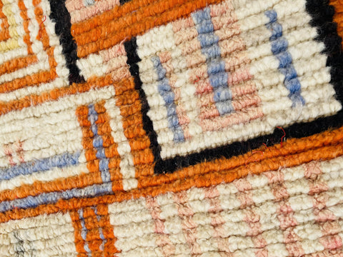 Boujad Moroccan Rug, Handmade Boujaad Rug, Authentic Moroccan Rug, Abstract Berber Rug, Orange Wool Rug, Sheep Wool Rug, Bohemian Rug.