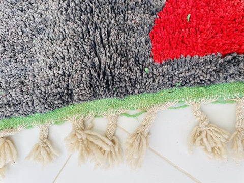 Boujad Moroccan Rug, Handmade Boujaad Rug, Authentic Moroccan Rug, Abstract Berber Rug, Green Blue Wool Rug, Sheep Wool Rug, Bohemian Rug.