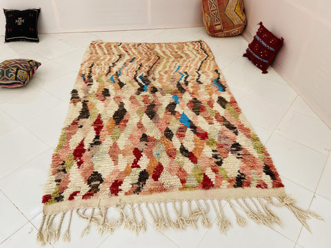 Boujad Moroccan Rug, Handmade Boujaad Rug, Authentic Moroccan Rug, Abstract Berber Rug, Orange Wool Rug, Sheep Wool Rug, Bohemian Rug.