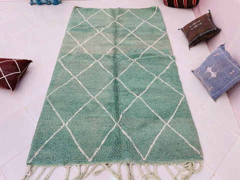 Moroccan Rug, Handmade beni Rug, Authentic Moroccan Rug, Abstract Berber Rug, green grey Wool Rug, Sheep Wool Rug, Bohemian,Beni ourain  rug