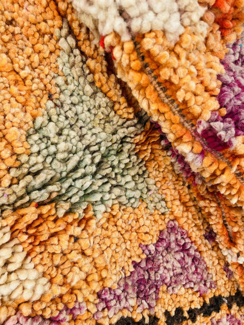 Boujad Moroccan Rug, Handmade Boujaad Rug, Authentic Moroccan Rug, Abstract Berber Rug, orange Wool Rug, Sheep Wool Rug, Bohemian Rug.