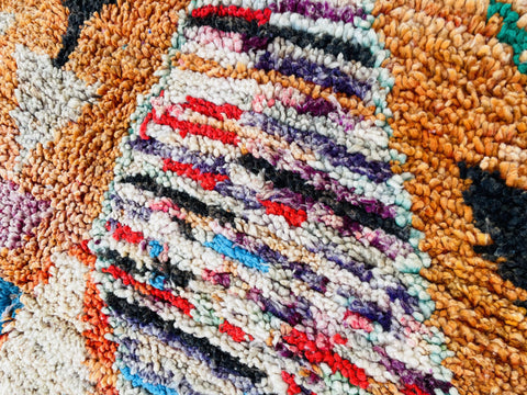 Boujad Moroccan Rug, Handmade Boujaad Rug, Authentic Moroccan Rug, Abstract Berber Rug, orange Wool Rug, Sheep Wool Rug, Bohemian Rug.