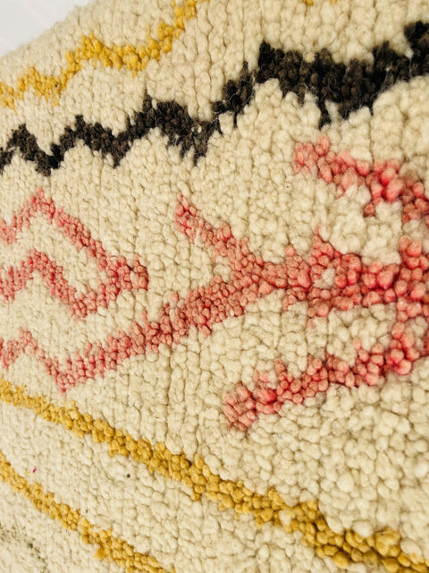 Boujad Moroccan Rug, Handmade Boujaad Rug, Authentic Moroccan Rug, Abstract Berber Rug, Yellow red Wool Rug, Sheep Wool Rug, Bohemian Rug.