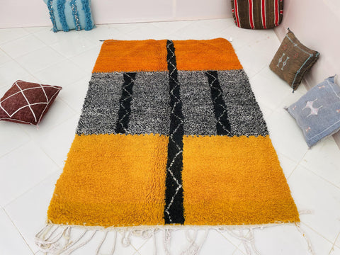 Moroccan Rug, Handmade beni Rug Authentic Moroccan Rug, orange Wool Rug, Sheep Wool Rug, Bohemian Rug,Beni ourain  rug Area rug, Morocco rug