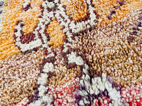 Boujad Moroccan Rug, Handmade Boujaad Rug, Authentic Moroccan Rug, Abstract Berber Rug, Orange Wool Rug, Sheep Wool Rug, Bohemian Rug.