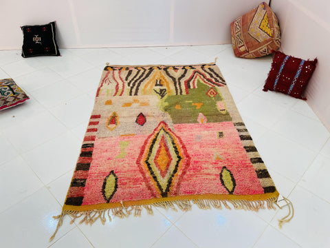 Boujad Moroccan Rug, Handmade Boujaad Rug, Authentic Moroccan Rug, Abstract Berber Rug, Wool Rug, Sheep Wool Rug, Bohemian Rug.