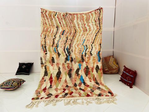 Boujad Moroccan Rug, Handmade Boujaad Rug, Authentic Moroccan Rug, Abstract Berber Rug, Orange Wool Rug, Sheep Wool Rug, Bohemian Rug.