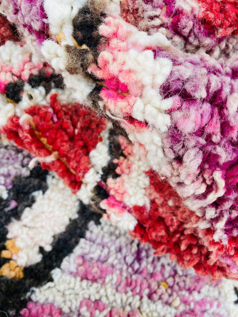 Boujad Moroccan Rug, Handmade Boujaad Rug, Authentic Moroccan Rug, Abstract Berber Rug, Orange Wool Rug, Sheep Wool Rug, Bohemian Rug.