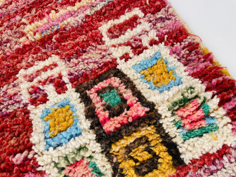 Boujad Moroccan Rug, Handmade Boujaad Rug, Authentic Moroccan Rug, Abstract Berber Rug, Orange Wool Rug, Sheep Wool Rug, Bohemian Rug.