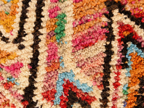 Boujad Moroccan Rug, Handmade Boujaad Rug, Authentic Moroccan Rug, Abstract Berber Rug, Orange Wool Rug, Sheep Wool Rug, Bohemian Rug.
