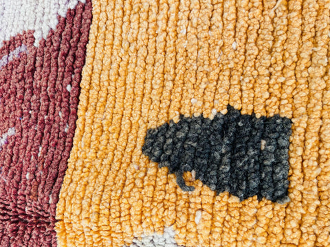 Boujad Moroccan Rug, Handmade Boujaad Rug, Authentic Moroccan Rug, Abstract Berber Rug, Brown Wool Rug, Sheep Wool Rug, Bohemian Rug.