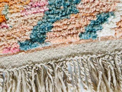 Boujad Moroccan Rug, Handmade Boujaad Rug, Authentic Moroccan Rug, Abstract Berber Rug, Orange Wool Rug, Sheep Wool Rug, Bohemian Rug.
