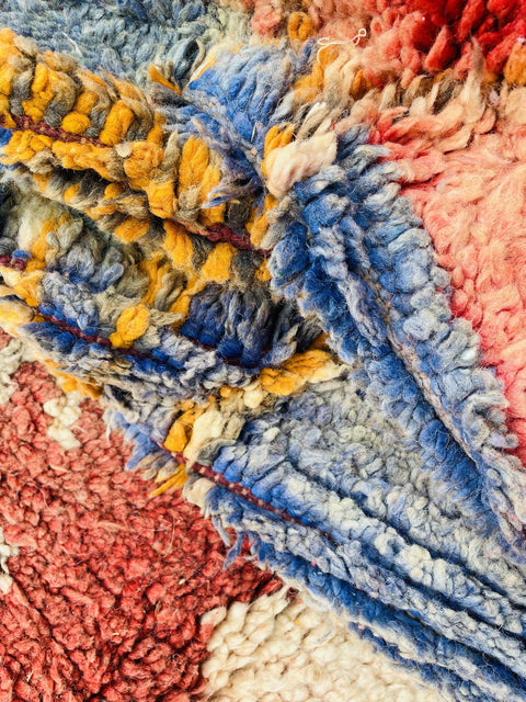 Boujad Moroccan Rug, Handmade Boujaad Rug, Authentic Moroccan Rug, Abstract Berber Rug, Orange Wool Rug, Sheep Wool Rug, Bohemian Rug.