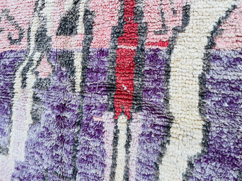 Boujad Moroccan Rug, Handmade Boujaad Rug, Authentic Moroccan Rug, Abstract Berber Rug, Purple pink Wool Rug, Sheep Wool Rug, Bohemian Rug.