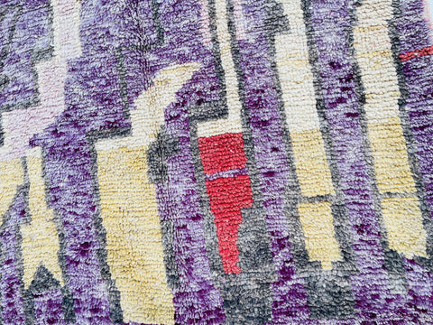 Boujad Moroccan Rug, Handmade Boujaad Rug, Authentic Moroccan Rug, Abstract Berber Rug, Purple pink Wool Rug, Sheep Wool Rug, Bohemian Rug.