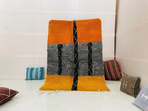 Moroccan Rug, Handmade beni Rug Authentic Moroccan Rug, orange Wool Rug, Sheep Wool Rug, Bohemian Rug,Beni ourain  rug Area rug, Morocco rug