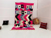 Moroccan Berber rug - Vintage Beni ourain rug - Morrocan berber rug - Morocco pink rug - handmade rug - Genuine lamb wool - Berber wool rug