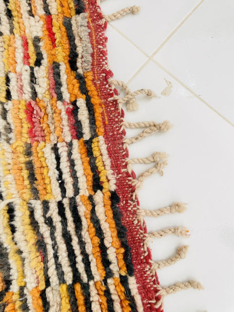 Boujad Moroccan Rug, Handmade Boujaad Rug, Authentic Moroccan Rug, Abstract Berber Rug, Orange Wool Rug, Sheep Wool Rug, Bohemian Rug.