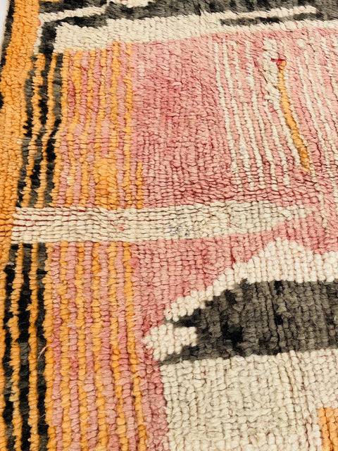 Boujad Moroccan Rug, Handmade Boujaad Rug, Authentic Moroccan Rug, Abstract Berber Rug, Orange Wool Rug, Sheep Wool Rug, Bohemian Rug.
