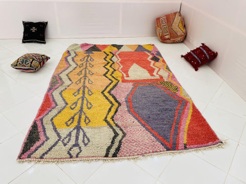 Moroccan Rug, Handmade beni Rug Authentic Moroccan Rug, yellow Wool Rug, Sheep Wool Rug, Bohemian Rug,Beni ourain  rug Area rug, Morocco rug