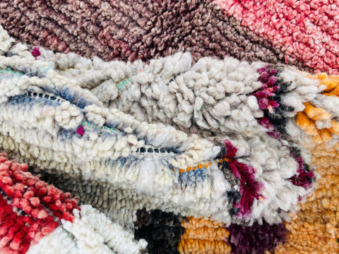 Boujad Moroccan Rug, Handmade Boujaad Rug, Authentic Moroccan Rug, Abstract Berber Rug, pink Wool Rug, Sheep Wool Rug, Bohemian Rug.