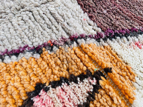 Boujad Moroccan Rug, Handmade Boujaad Rug, Authentic Moroccan Rug, Abstract Berber Rug, pink Wool Rug, Sheep Wool Rug, Bohemian Rug.