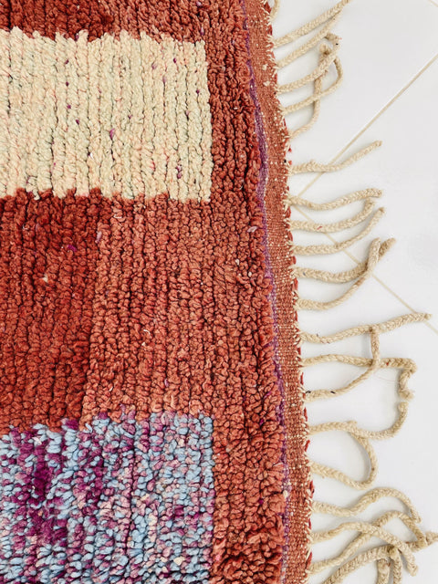 Boujad Moroccan Rug, Handmade Boujaad Rug, Authentic Moroccan Rug, Abstract Berber Rug, Brown Wool Rug, Sheep Wool Rug, Bohemian Rug.