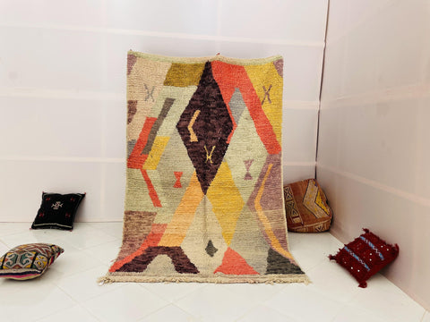 Moroccan Rug, Handmade beni Rug Authentic Moroccan Rug, orange Wool Rug, Sheep Wool Rug, Bohemian Rug,Beni ourain  rug Area rug, Morocco rug