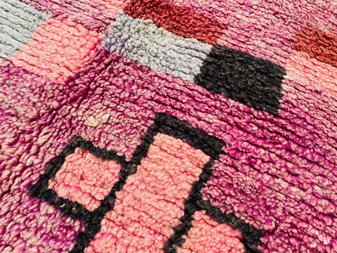 Boujad Moroccan Rug, Handmade Boujaad Rug, Authentic Moroccan Rug, Abstract Berber Rug, Orange Wool Rug, Sheep Wool Rug, Bohemian Rug.
