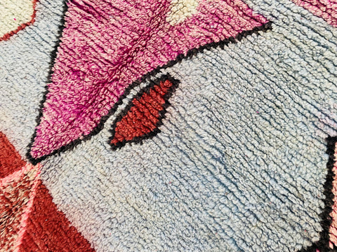 Boujad Moroccan Rug, Handmade Boujaad Rug, Authentic Moroccan Rug, Abstract Berber Rug, Orange Wool Rug, Sheep Wool Rug, Bohemian Rug.