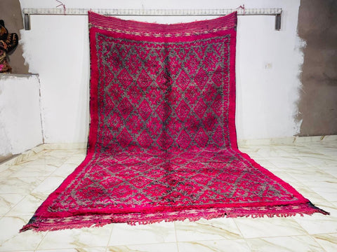 Handmade moroccan rug- Red Boujaad Wool Rug-Red Beni Ourain Carpet-Handmade Rug-Rug For Living Room-Red Moroccan Wool Sof