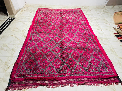 Handmade moroccan rug- Red Boujaad Wool Rug-Red Beni Ourain Carpet-Handmade Rug-Rug For Living Room-Red Moroccan Wool Sof