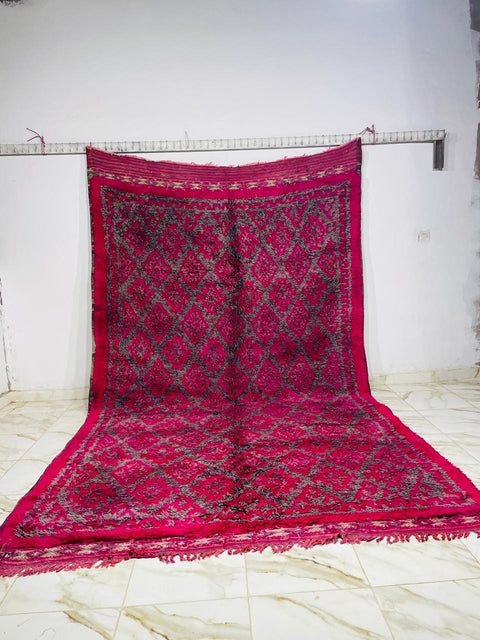 Handmade moroccan rug- Red Boujaad Wool Rug-Red Beni Ourain Carpet-Handmade Rug-Rug For Living Room-Red Moroccan Wool Sof