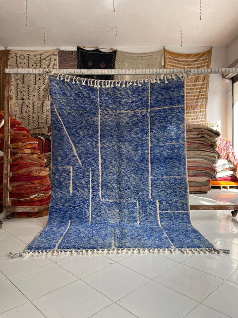 Moroccan Rug – Beni Ourain Rugs - Hand-Woven  rug - Bleu rug  – 6.4x9.5 Feet Carpet - living room rug - Moroccan carpet