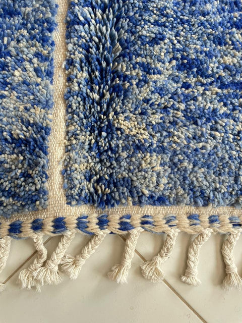 Moroccan Rug – Beni Ourain Rugs - Hand-Woven  rug - Bleu rug  – 6.4x9.5 Feet Carpet - living room rug - Moroccan carpet