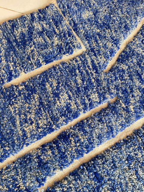 Moroccan Rug – Beni Ourain Rugs - Hand-Woven  rug - Bleu rug  – 6.4x9.5 Feet Carpet - living room rug - Moroccan carpet