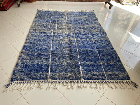 Moroccan Rug – Beni Ourain Rugs - Handmade  rug - Bleu rug  – 6.6x9.4 Feet Carpet - living room rug - oriental rugs