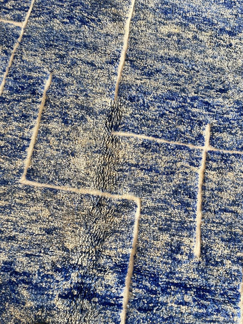 Moroccan Rug – Beni Ourain Rugs - Handmade  rug - Bleu rug  – 6.6x9.4 Feet Carpet - living room rug - oriental rugs
