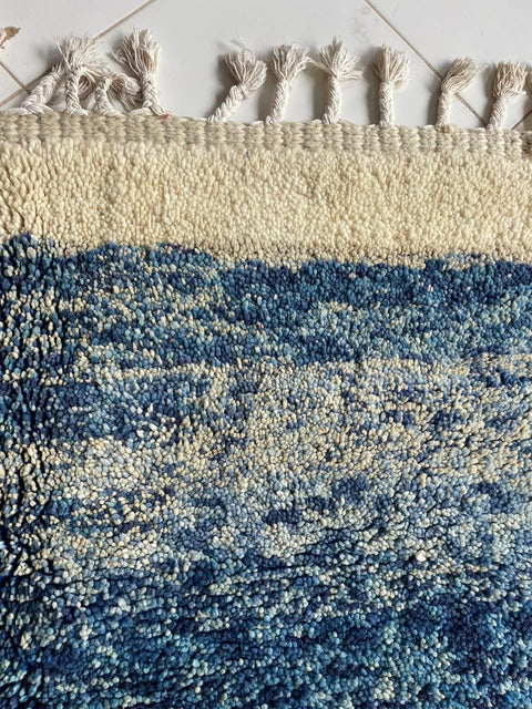 Moroccan Rug – Beni Ourain Rugs - Handmade rug - Bleu rug  – 6.5x9.6 Feet Carpet - living room rug - Moroccan carpet