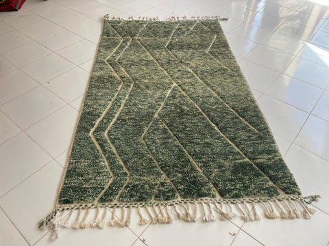 Moroccan Rug – Beni Ourain Rugs - Handmade rug - Green rug  – 5x8.3 Feet Carpet - living room rug - oriental rugs