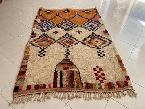 Moroccan Rug – Beni Ourain Rugs - Wool  rug - Orange rug  – 5.5x8 Feet Carpet - living room rug - Bohemian Rug