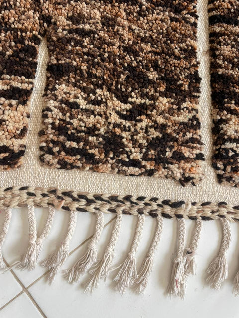 Moroccan Rug – Beni Ourain Rugs - Handmade rug - Brown rug  – 5.1x8.3 Feet Carpet - living room rug - Moroccan carpet - Bohemian Rug