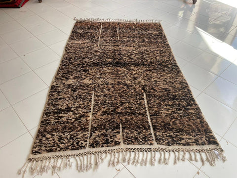 Moroccan Rug – Beni Ourain Rugs - Handmade rug - Brown rug  – 5.1x8.3 Feet Carpet - living room rug - Moroccan carpet - Bohemian Rug
