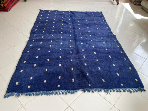 Moroccan Rug – Beni Ourain Rugs - Hand-Woven  rug - Bleu rug  – 6.5x9.5 Feet Carpet - living room rug - Moroccan carpet