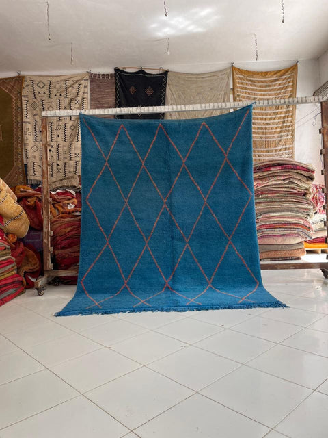 Moroccan Rug – Beni Ourain Rugs - Handmade rug - turquoise rug  – 6.9x9 Feet Carpet - living room rug - Bohemian Rug