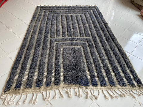 Moroccan Rug – Beni Ourain Rugs - Handmade rug - Gray rug  – 6.6x9.8 Feet Rug - living room rug - Moroccan carpet